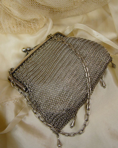 Silver Mesh Pouch bag