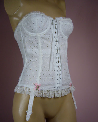 Embroidery White Cotton Corset/Basque
