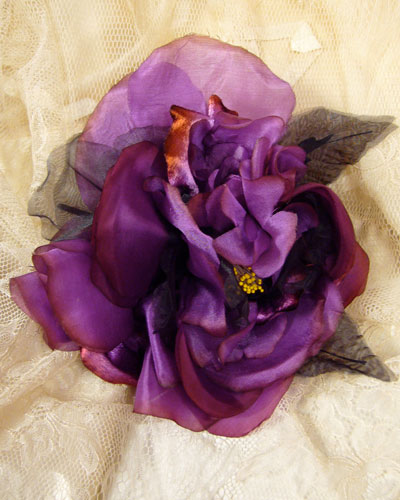Purple Cabbage Rose Corsage