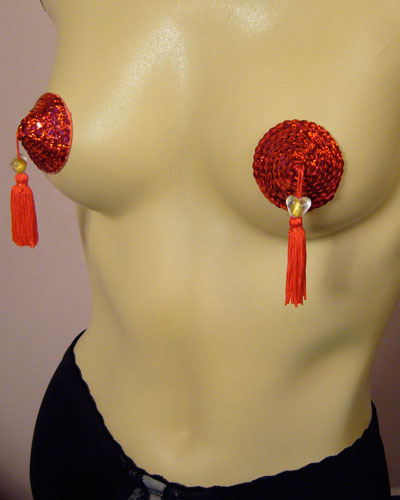 Red Sequin/Heart Pasties/Tassles