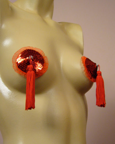 Red Sequin Frill Pasties/Tassles