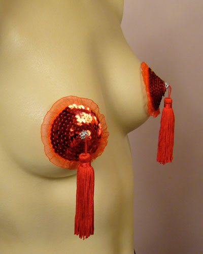Red Sequin Frill Pasties/Tassles