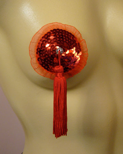 Red Sequin Frill Pasties/Tassles